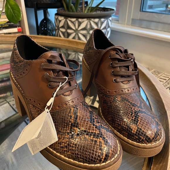 Geox Leather Adrya Snakeskin Brown Ankle Boots - Picture 3 of 8